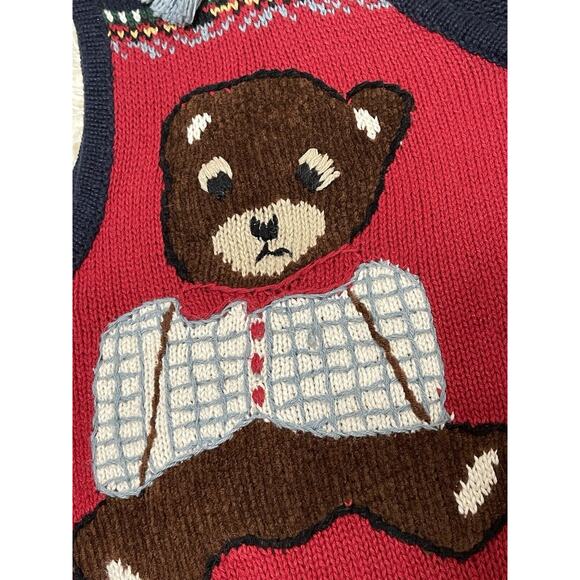 Teddy Bears Sweater Vest Vintage novelty Medium Funny Ugly - Picture 3 of 5